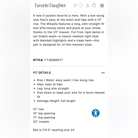 Favorite Daughter Denim The Mikaela Low Slung Long Slim Straight NWT - Picture 13 of 16